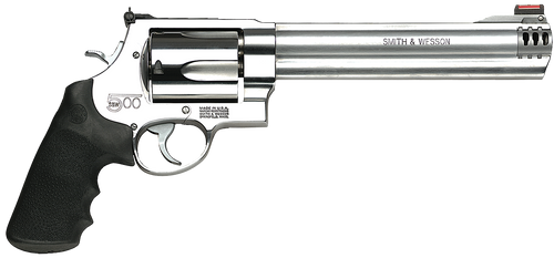Smith & Wesson 163501 Model 500  X-Large 500 S&W Mag 5 Shot 8.38" Satin Compensated Barrel, Satin Cylinder, Satin Stainless Steel Frame, Black Finger Grooved Grip, Exposed Hammer