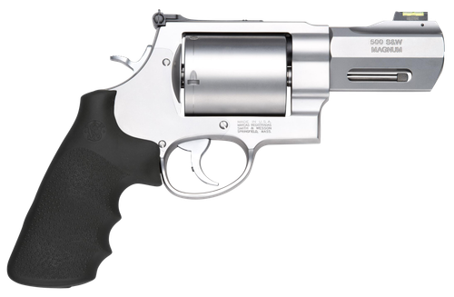 Smith & Wesson 11623 Model 500 Performance Center  500 S&W Mag Stainless Steel 3.50" Barrel, 5rd Unfluted Cylinder & X Frame, Trigger Overtravel Stop, HiViz Fiber Optic Front Sight