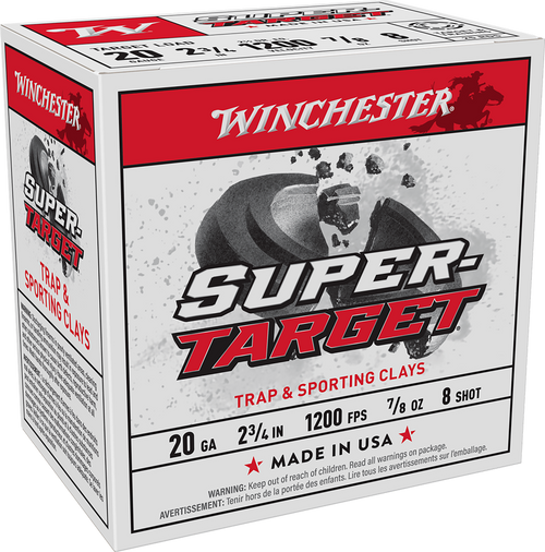 Winchester Ammo TRGT208 Super-Target  20Gauge 2.75" 7/8oz 8Shot 25 Per Box/10 Case