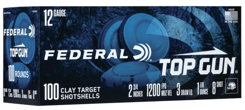 Federal TG121008 Top Gun  12Gauge 2.75" 1 1/8oz 8Shot 100 Per Box/2 Case