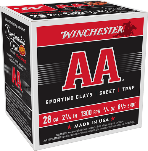 Winchester Ammo AASC2885 AA Super Sport Sporting Clay 28Gauge 2.75" 3/4oz 8.5Shot 25 Per Box/10 Case