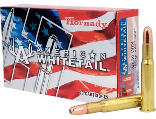 Hornady 80801 American Whitetail  30-30Win 150gr InterLock Round Nose 20 Per Box/10 Case