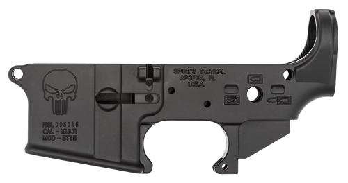 Spikes STLS015 Punisher Stripped Lower Receiver Multi-Caliber 7075-T6 Aluminum Black Anodized for AR-15