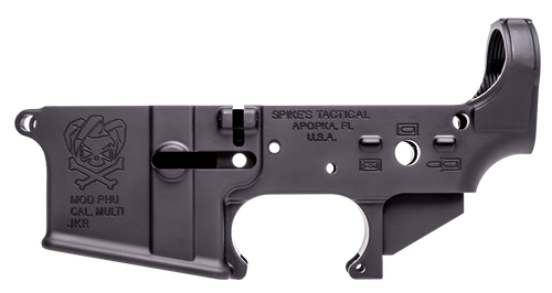 Spikes STLS024 PHU Joker Stripped Lower Receiver Multi-Caliber 7075-T6 Aluminum Black Anodized for AR-15
