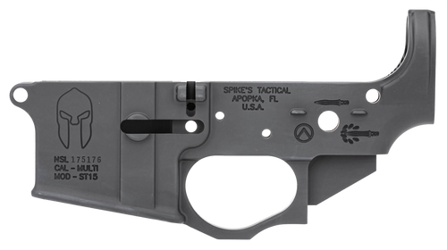 Spikes STLS021 Spartan Stripped Lower Receiver Multi-Caliber 7075-T6 Aluminum Black Anodized for AR-15