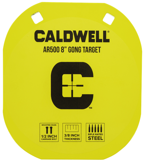 Caldwell 1116703 Gong  8" Yellow AR500 Steel 0.38" Thick Hanging