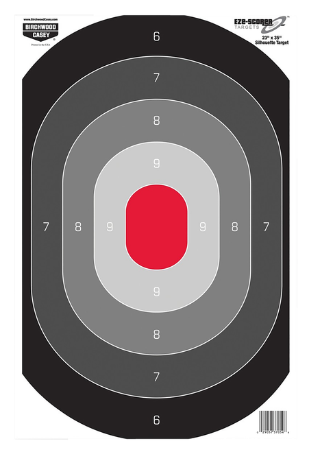 Birchwood Casey 37053 EZE-Scorer Silhouette Oval Target Hanging Paper All Firearms 23" x 35" Black/Gray/Red 5 Targets