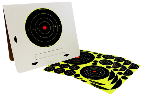 Birchwood Casey 34208 Shoot-N-C Reactive Target Variety Pack Self-Adhesive Paper Black/Yellow Bullseye 4 Pack