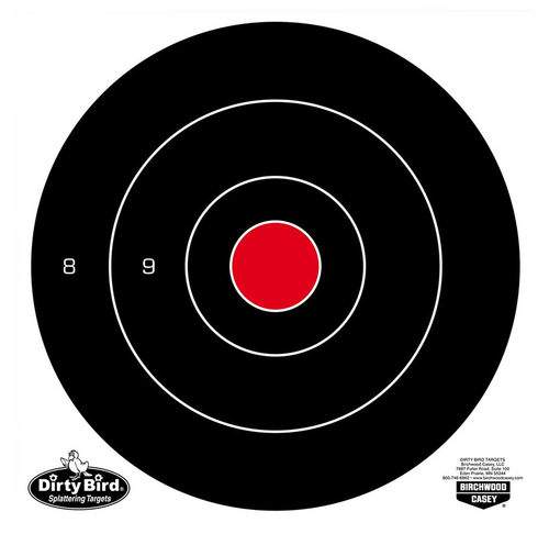 Birchwood Casey 35825 Dirty Bird  8" Bullseye Tagboard Hanging Black/White 25 Per Pkg