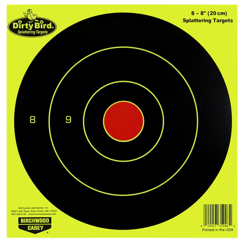 Birchwood Casey 35950 Dirty Bird  Bullseye Paper Hanging Pistol/Rifle Black/Yellow 50 Per Pkg