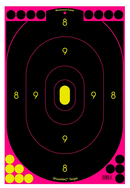 Birchwood Casey 34635 Shoot-N-C Reactive Target Self-Adhesive Paper Black/Pink 12"x18" Oval Silhouette 5 Pack