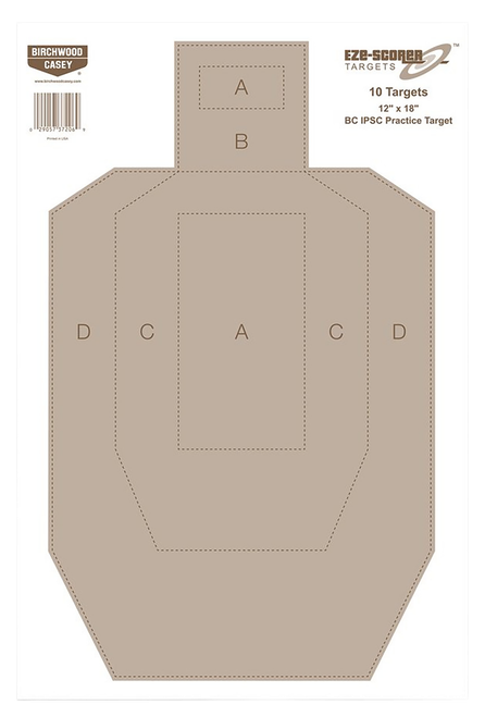 Birchwood Casey 37018 EZE-Scorer  IPSC Paper Hanging Universal 12" x 18" Tan 100 Per Pkg