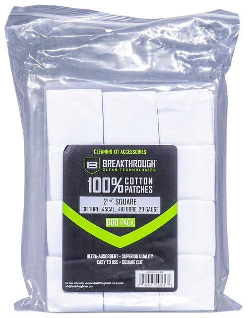 Breakthrough Clean BTCPS214600 Square Patches 38-45 Cal/.410-20 Gauge 600 pieces