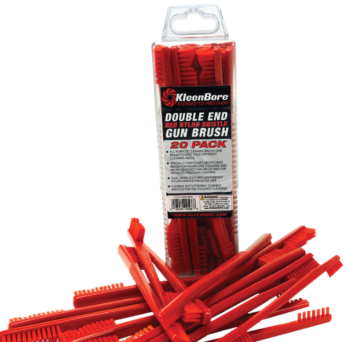 KleenBore UT221RED20PK Double End Brush Utility Brush Red Nylon 20 Pack