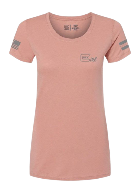 GLK AP96362 GLOCK GIRL FLAG TEE S   PINK