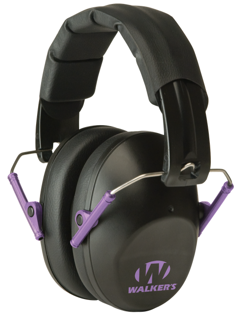 Walker's GWPFPM1BKPU Pro Low Profile Passive Muff 22 dB Over the Head Black/Purple Accent Polymer