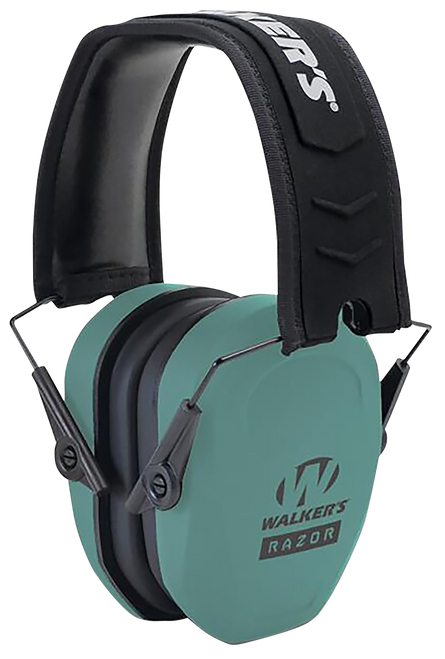 Walker's GWPRSMPASTL Razor Slim Passive Muff 27 dB Over the Head Teal/Black Polymer