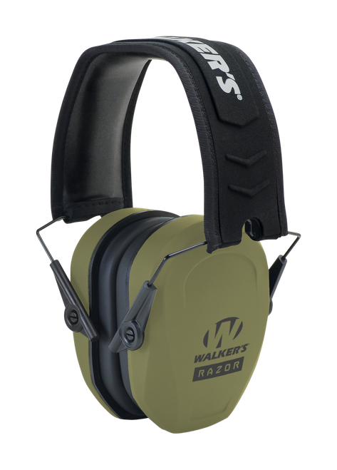 Walker's GWPRSMPASODG Razor Slim Passive Muff 27 dB Over the Head OD Green/Black Polymer