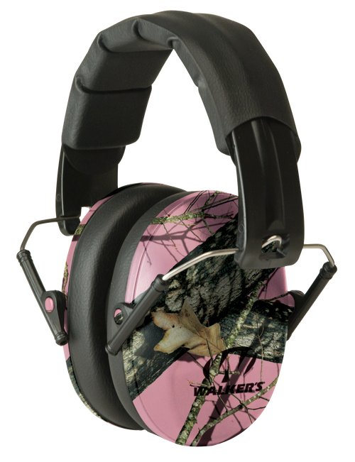 Walker's GWPFPM1PKMO Pro Low Profile Passive Muff 22 dB Over the Head Mossy Oak/Pink Polymer