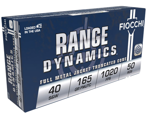Fiocchi 40SWF Range Dynamics  40S&W 165gr Full Metal Jacket Truncated Cone 50 Per Box/20 Case