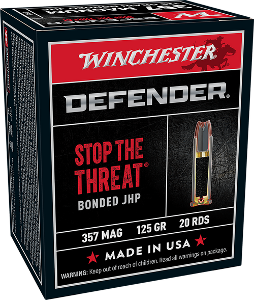 Winchester Ammo S357MPDB Defender  357Mag 125gr Bonded Jacket Hollow Point 20 Per Box/10 Case