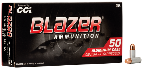 CCI 3501 Blazer Handgun 25ACP 50gr Total Metal Jacket 50 Per Box/20 Case