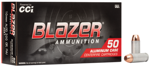 CCI 3597 Blazer Handgun 10mmAuto 200gr Total Metal Jacket 50 Per Box/20 Case