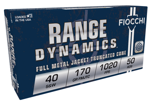 Fiocchi 40SWA Range Dynamics  40S&W 170gr Full Metal Jacket Truncated Cone 50 Per Box/20 Case