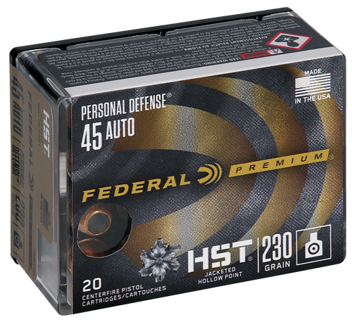 Federal P45HST2S Premium Personal Defense 45ACP 230gr HST Jacketed Hollow Point 20 Per Box/10 Case