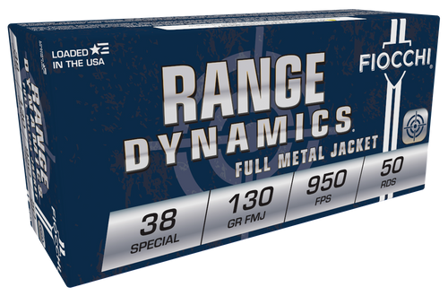 Fiocchi 38A Range Dynamics  38Special 130gr Full Metal Jacket 50 Per Box/20 Case