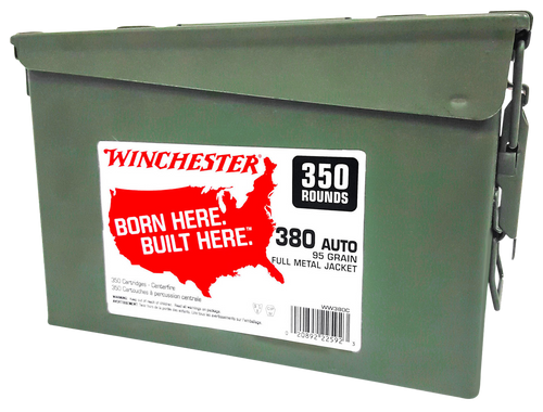 Winchester Ammo WW380C USA Ammo Can 380ACP 95gr Full Metal Jacket 350 Per Box/2 Case