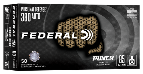 Federal PD380P1G Punch  380ACP 85gr Jacketed Hollow Point 50 Per Box/10 Case