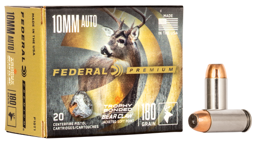 Federal P10T1 Premium  10mmAuto 180gr Trophy Bonded Bear Claw Jacketed Soft Point 20 Per Box/10 Case