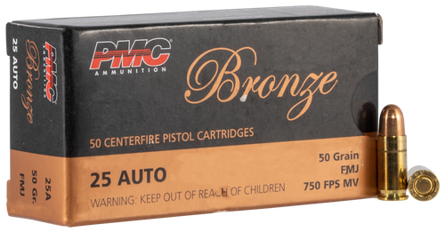 PMC 25A Bronze  25ACP 50gr Full Metal Jacket 50 Per Box/20 Case