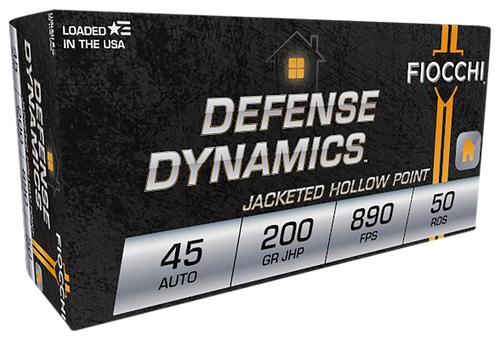 Fiocchi 45B500 Defense Dynamics  45ACP 200gr Jacketed Hollow Point 50 Per Box/10 Case