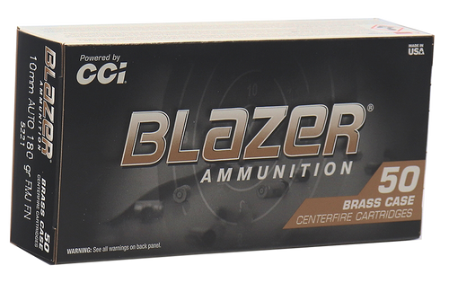 CCI 5221 Blazer Brass Handgun 10mmAuto 180gr Full Metal Jacket 50 Per Box/20 Case