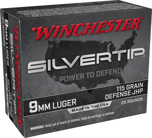 Winchester Ammo W9MMST Silvertip  9mmLuger 115gr Silvertip Jacket Hollow Point 20 Per Box/10 Case