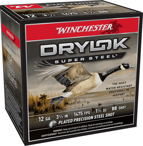 Winchester Ammo SSH12LHBB Drylok Super Steel High Velocity 12Gauge 3.50" 1 1/2oz BBShot 25 Per Box/10 Case