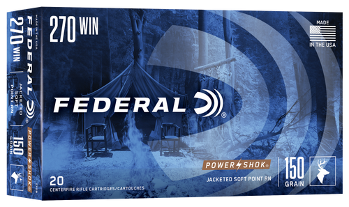 Federal 270B Power-Shok  270Win 150gr Jacketed Soft Point 20 Per Box/10 Case