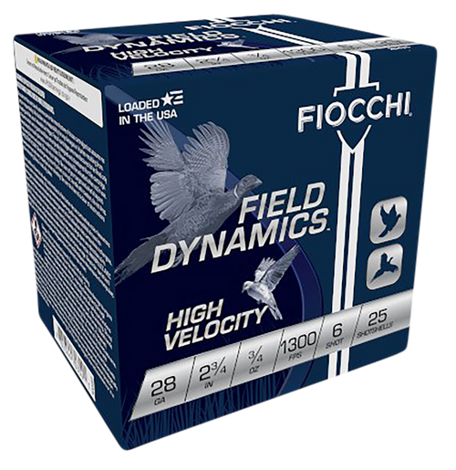 Fiocchi 28HV6 Field Dynamics High Velocity 28Gauge 2.75" 3/4oz 6Shot 25 Per Box/10 Case