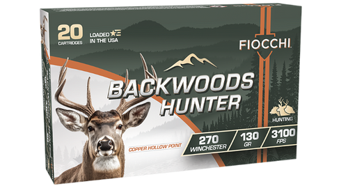Fiocchi 270BHC Backwoods Hunter  270Win 130gr Copper Hollow Point 20 Per Box/10 Case