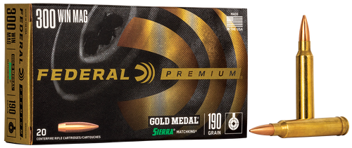 Federal GM300WM Premium Gold Medal 300WinMag 190gr Sierra MatchKing BTHP 20 Per Box/10 Case