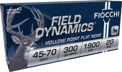 Fiocchi 4570B Field Dynamics  45-70Gov 300gr Hollow Point Flat Nose 20 Per Box/10 Case