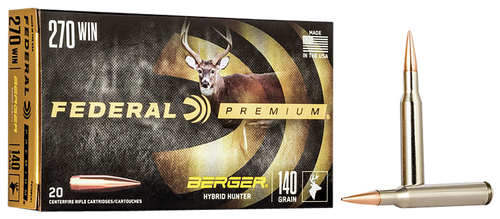 Federal P270BCH1 Premium  270Win 140gr Berger Hybrid Hunter 20 Per Box/10 Case