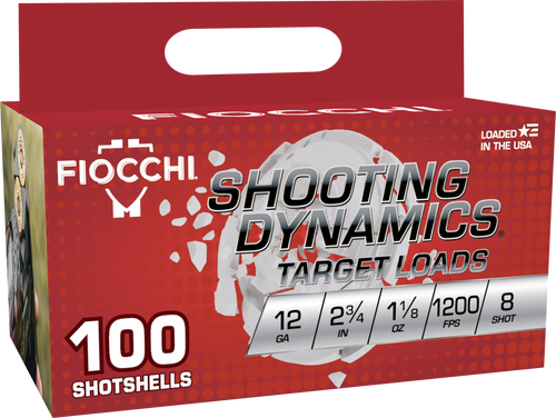 Fiocchi 12SDB188 Shooting Dynamics  12Gauge 2.75" 1 1/8oz 8Shot 100 Per Box/2 Case