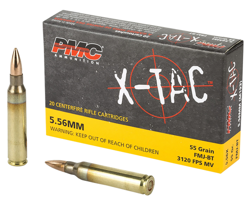 PMC 556X X-Tac  5.56x45mmNATO 55gr Full Metal Jacket Boat Tail 20 Per Box/50 Case