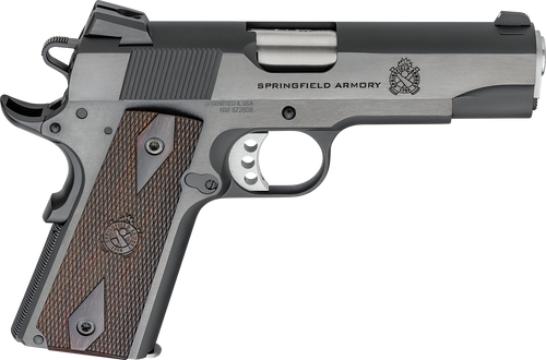 Springfield Armory PX9417 1911 Garrison 9mm Luger 9+1 4.25" Stainless Match Grade Barrel, Blued Serrated Carbon Steel Slide & Frame w/Beavertail, Thinline Wood Grip