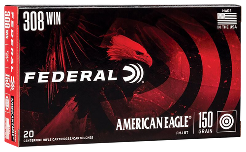 Federal AE308D American Eagle Rifle 308Win 150gr Full Metal Jacket Boat Tail 20 Per Box/25 Case