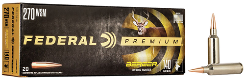 Federal P270WSMBCH1 Premium  270WSM 140gr Berger Hybrid Hunter 20 Per Box/10 Case