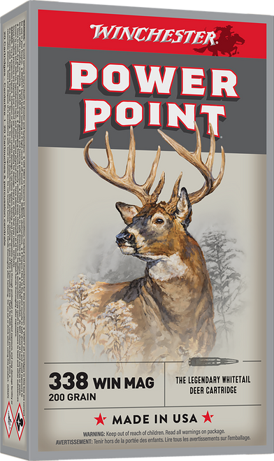 Winchester Ammo X3381 Power-Point  338WinMag 200gr 20 Per Box/10 Case